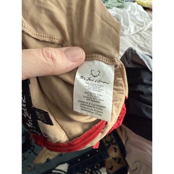 For Love & Lemons Gianna Midi Dress XS Red Lace Bodycon Adjustable Straps - Picture 7 of 7